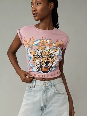 Letluv Def Leppard Pink Graphic Tee Sold By Anthropologie